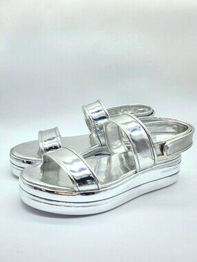 Michael Kors Peggy Metallic Silver Platform Sandal Size 7
